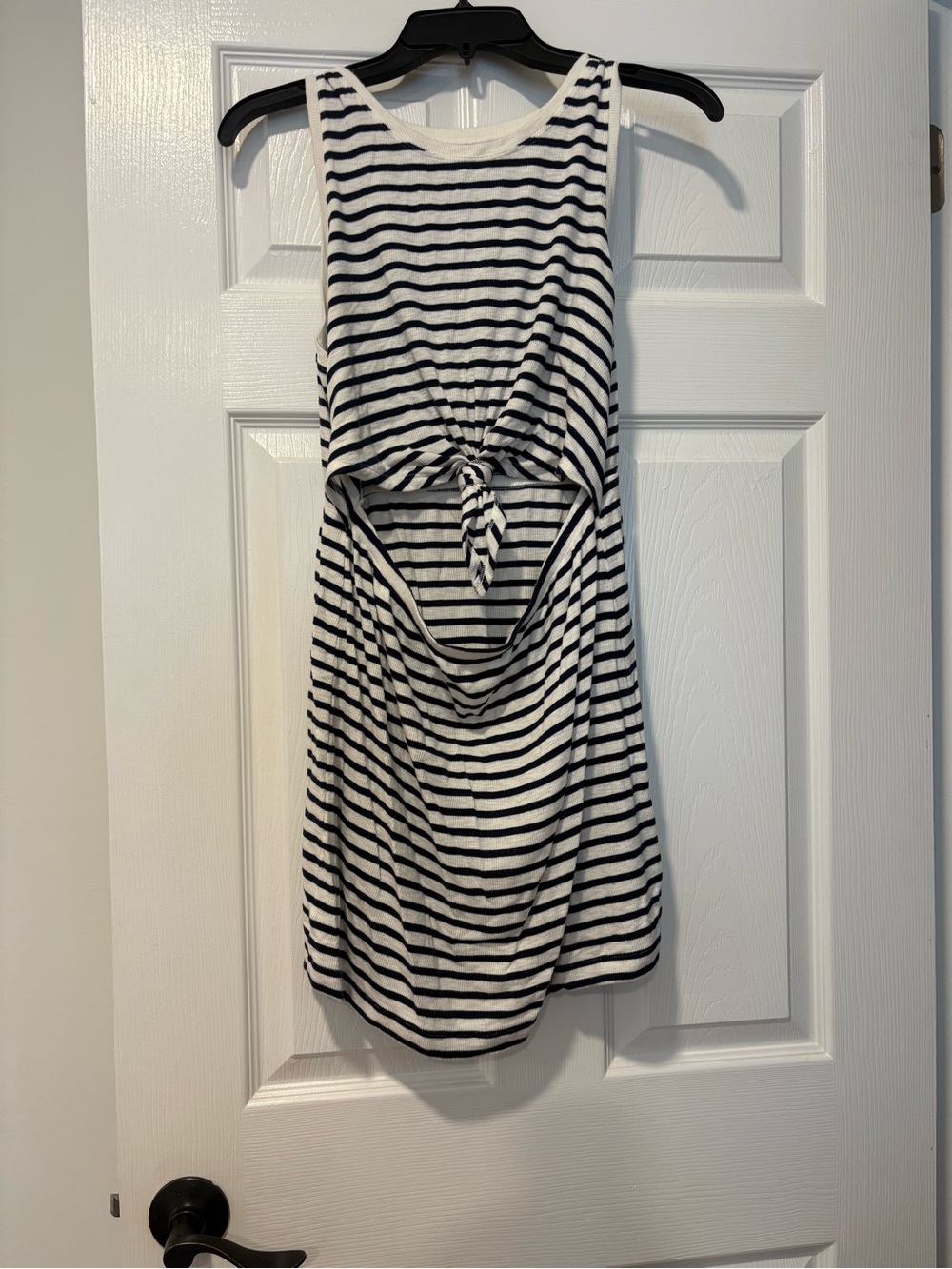 Aerie Striped Black & White Tie-Front Mini Dress
